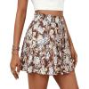 imagePRETTYGARDEN Womens Flowy Shorts Summer Fashion 2026 Beach Vacation Clothes Casual High Waist Wide Leg Ruffle ShortsPrint Brown