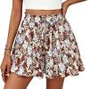 imagePRETTYGARDEN Womens Flowy Shorts Summer Fashion 2026 Beach Vacation Clothes Casual High Waist Wide Leg Ruffle ShortsPrint Brown