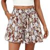 imagePRETTYGARDEN Womens Flowy Shorts Summer Fashion 2026 Beach Vacation Clothes Casual High Waist Wide Leg Ruffle ShortsPrint Brown