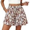 imagePRETTYGARDEN Womens Flowy Shorts Summer Fashion 2026 Beach Vacation Clothes Casual High Waist Wide Leg Ruffle ShortsPrint Brown