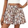 imagePRETTYGARDEN Womens Flowy Shorts Summer Fashion 2026 Beach Vacation Clothes Casual High Waist Wide Leg Ruffle ShortsPrint Brown