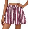 imagePRETTYGARDEN Womens Flowy Shorts Summer Fashion 2026 Beach Vacation Clothes Casual High Waist Wide Leg Ruffle ShortsPrint Burgundy White