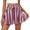 imagePRETTYGARDEN Womens Flowy Shorts Summer Fashion 2026 Beach Vacation Clothes Casual High Waist Wide Leg Ruffle ShortsPrint Burgundy White