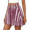 imagePRETTYGARDEN Womens Flowy Shorts Summer Fashion 2026 Beach Vacation Clothes Casual High Waist Wide Leg Ruffle ShortsPrint Burgundy White