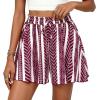 imagePRETTYGARDEN Womens Flowy Shorts Summer Fashion 2026 Beach Vacation Clothes Casual High Waist Wide Leg Ruffle ShortsPrint Burgundy White