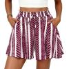 imagePRETTYGARDEN Womens Flowy Shorts Summer Fashion 2026 Beach Vacation Clothes Casual High Waist Wide Leg Ruffle ShortsPrint Burgundy White