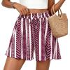 imagePRETTYGARDEN Womens Flowy Shorts Summer Fashion 2026 Beach Vacation Clothes Casual High Waist Wide Leg Ruffle ShortsPrint Burgundy White