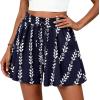 imagePRETTYGARDEN Womens Flowy Shorts Summer Fashion 2026 Beach Vacation Clothes Casual High Waist Wide Leg Ruffle ShortsPrint Navy White