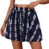 imagePRETTYGARDEN Womens Flowy Shorts Summer Fashion 2026 Beach Vacation Clothes Casual High Waist Wide Leg Ruffle ShortsPrint Navy White