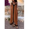 imagePRETTYGARDEN Womens Maxi Dress 2026 Summer Sundress V Neck Spaghetti Strap Flowy Elegant Party Dresses Beach Vacation ClothesBrown