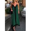 imagePRETTYGARDEN Womens Maxi Dress 2026 Summer Sundress V Neck Spaghetti Strap Flowy Elegant Party Dresses Beach Vacation ClothesDark Green