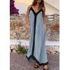imagePRETTYGARDEN Womens Maxi Dress 2026 Summer Sundress V Neck Spaghetti Strap Flowy Elegant Party Dresses Beach Vacation ClothesDusty Blue