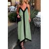 imagePRETTYGARDEN Womens Maxi Dress 2026 Summer Sundress V Neck Spaghetti Strap Flowy Elegant Party Dresses Beach Vacation ClothesGreen