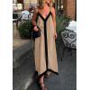 imagePRETTYGARDEN Womens Maxi Dress 2026 Summer Sundress V Neck Spaghetti Strap Flowy Elegant Party Dresses Beach Vacation ClothesLight Khaki