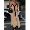 imagePRETTYGARDEN Womens Maxi Dress 2026 Summer Sundress V Neck Spaghetti Strap Flowy Elegant Party Dresses Beach Vacation ClothesLight Khaki