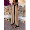imagePRETTYGARDEN Womens Maxi Dress 2026 Summer Sundress V Neck Spaghetti Strap Flowy Elegant Party Dresses Beach Vacation ClothesLight Khaki