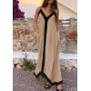 imagePRETTYGARDEN Womens Maxi Dress 2026 Summer Sundress V Neck Spaghetti Strap Flowy Elegant Party Dresses Beach Vacation ClothesLight Khaki