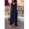 imagePRETTYGARDEN Womens Maxi Dress 2026 Summer Sundress V Neck Spaghetti Strap Flowy Elegant Party Dresses Beach Vacation ClothesNavy
