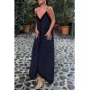 imagePRETTYGARDEN Womens Maxi Dress 2026 Summer Sundress V Neck Spaghetti Strap Flowy Elegant Party Dresses Beach Vacation ClothesNavy