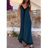 imagePRETTYGARDEN Womens Maxi Dress 2026 Summer Sundress V Neck Spaghetti Strap Flowy Elegant Party Dresses Beach Vacation ClothesPeacock Blue