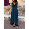 imagePRETTYGARDEN Womens Maxi Dress 2026 Summer Sundress V Neck Spaghetti Strap Flowy Elegant Party Dresses Beach Vacation ClothesPeacock Blue