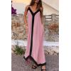 imagePRETTYGARDEN Womens Maxi Dress 2026 Summer Sundress V Neck Spaghetti Strap Flowy Elegant Party Dresses Beach Vacation ClothesPink