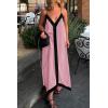 imagePRETTYGARDEN Womens Maxi Dress 2026 Summer Sundress V Neck Spaghetti Strap Flowy Elegant Party Dresses Beach Vacation ClothesPink