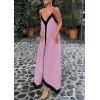 imagePRETTYGARDEN Womens Maxi Dress 2026 Summer Sundress V Neck Spaghetti Strap Flowy Elegant Party Dresses Beach Vacation ClothesPink Purple
