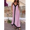imagePRETTYGARDEN Womens Maxi Dress 2026 Summer Sundress V Neck Spaghetti Strap Flowy Elegant Party Dresses Beach Vacation ClothesPink Purple