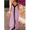 imagePRETTYGARDEN Womens Maxi Dress 2026 Summer Sundress V Neck Spaghetti Strap Flowy Elegant Party Dresses Beach Vacation ClothesPink Purple
