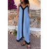 imagePRETTYGARDEN Womens Maxi Dress 2026 Summer Sundress V Neck Spaghetti Strap Flowy Elegant Party Dresses Beach Vacation ClothesSky Blue