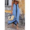 imagePRETTYGARDEN Womens Maxi Dress 2026 Summer Sundress V Neck Spaghetti Strap Flowy Elegant Party Dresses Beach Vacation ClothesSky Blue