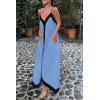 imagePRETTYGARDEN Womens Maxi Dress 2026 Summer Sundress V Neck Spaghetti Strap Flowy Elegant Party Dresses Beach Vacation ClothesSky Blue