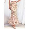 imagePRETTYGARDEN Womens Maxi Skirt 2026 Summer Flowy Polka Dot Floral High Waisted Mermaid Office Work Spring Long Slip SkirtsBrown Floral