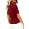 imagePRETTYGARDEN Womens Short Sleeve Sweater 2026 Spring Polo Shirts Ribbed Knit V Neck Business Casual Tops Summer Work ClothesBurgundy