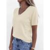 imagePRETTYGARDEN Womens Short Sleeve Sweater V Neck Trendy Pullover Tops 2026 Summer Spring Loose Lightweight Casual BlouseBeige