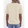 imagePRETTYGARDEN Womens Short Sleeve Sweater V Neck Trendy Pullover Tops 2026 Summer Spring Loose Lightweight Casual BlouseBeige