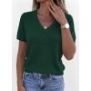 imagePRETTYGARDEN Womens Short Sleeve Sweater V Neck Trendy Pullover Tops 2026 Summer Spring Loose Lightweight Casual BlouseDark Green