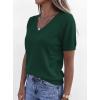 imagePRETTYGARDEN Womens Short Sleeve Sweater V Neck Trendy Pullover Tops 2026 Summer Spring Loose Lightweight Casual BlouseDark Green