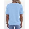 imagePRETTYGARDEN Womens Short Sleeve Sweater V Neck Trendy Pullover Tops 2026 Summer Spring Loose Lightweight Casual BlouseLight Blue