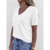 imagePRETTYGARDEN Womens Short Sleeve Sweater V Neck Trendy Pullover Tops 2026 Summer Spring Loose Lightweight Casual BlouseWhite