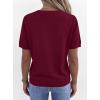 imagePRETTYGARDEN Womens Short Sleeve Sweater V Neck Trendy Pullover Tops 2026 Summer Spring Loose Lightweight Casual BlouseWine Red