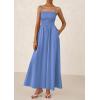 imagePRETTYGARDEN Womens Smocked Maxi Dresses 2026 Summer Sundress Casual Spaghetti Strap Swing A Line Long Flowy Beach DressBlue