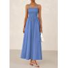imagePRETTYGARDEN Womens Smocked Maxi Dresses 2026 Summer Sundress Casual Spaghetti Strap Swing A Line Long Flowy Beach DressBlue