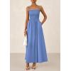 imagePRETTYGARDEN Womens Smocked Maxi Dresses 2026 Summer Sundress Casual Spaghetti Strap Swing A Line Long Flowy Beach DressBlue