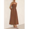 imagePRETTYGARDEN Womens Smocked Maxi Dresses 2026 Summer Sundress Casual Spaghetti Strap Swing A Line Long Flowy Beach DressBrown