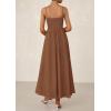 imagePRETTYGARDEN Womens Smocked Maxi Dresses 2026 Summer Sundress Casual Spaghetti Strap Swing A Line Long Flowy Beach DressBrown