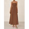 imagePRETTYGARDEN Womens Smocked Maxi Dresses 2026 Summer Sundress Casual Spaghetti Strap Swing A Line Long Flowy Beach DressBrown