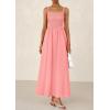 imagePRETTYGARDEN Womens Smocked Maxi Dresses 2026 Summer Sundress Casual Spaghetti Strap Swing A Line Long Flowy Beach DressPink