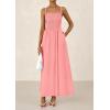 imagePRETTYGARDEN Womens Smocked Maxi Dresses 2026 Summer Sundress Casual Spaghetti Strap Swing A Line Long Flowy Beach DressPink